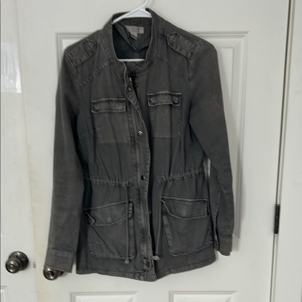 Kenar Utility Jacket size small military jacket gray zip up/buttons cotton
